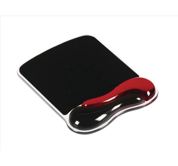 Tapis de souris Duo avec repose poignet en gel noir/rouge