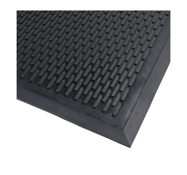 Tapis d'entrée extérieur en caoutchouc surface strié 90x150 Noir