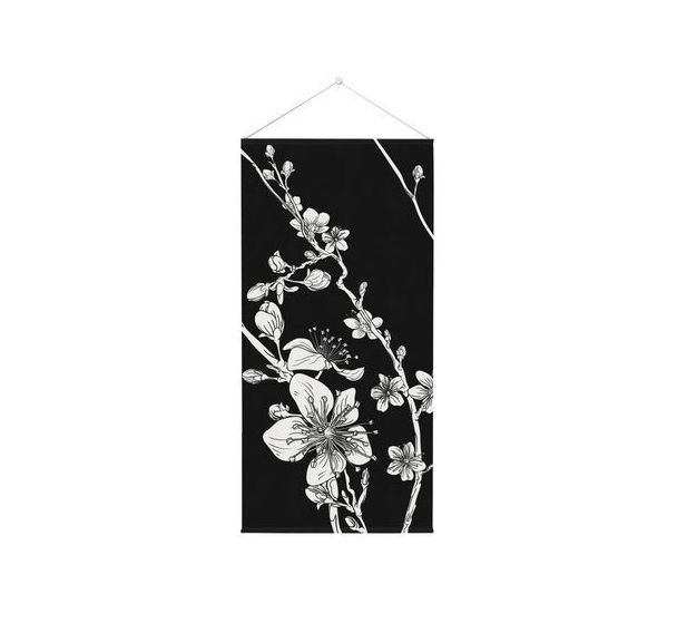 Tapisserie Murale Fleurs De Cerisier Japonais Abstraites Noires - Showdown Displays