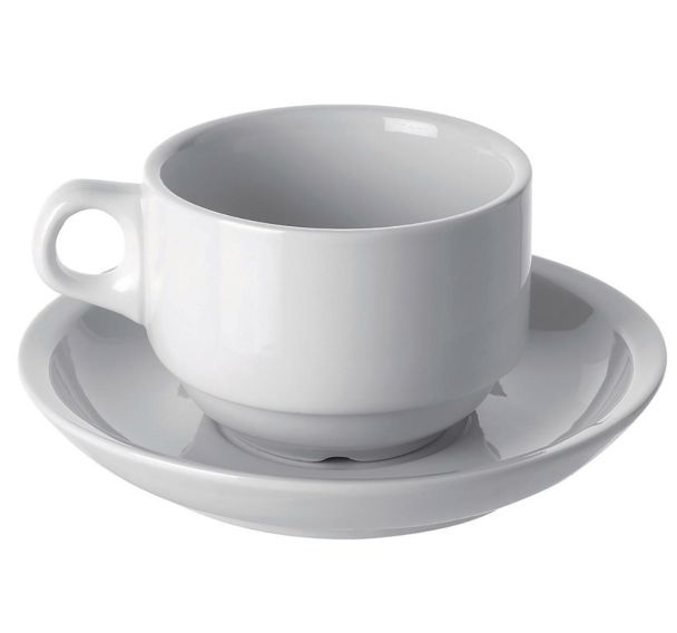 Tasse et soucoupe déjeuner en porcelaine ø9,5 cm 25cl blanc