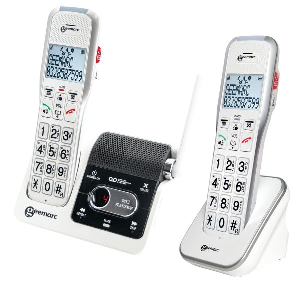 Téléphone duo sans fil et répondeur Amplidect 595 U.L.E blanc -Geemarc