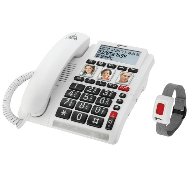 Téléphone filaire amplifié avec télécommande SOS CL610 - Geemarc