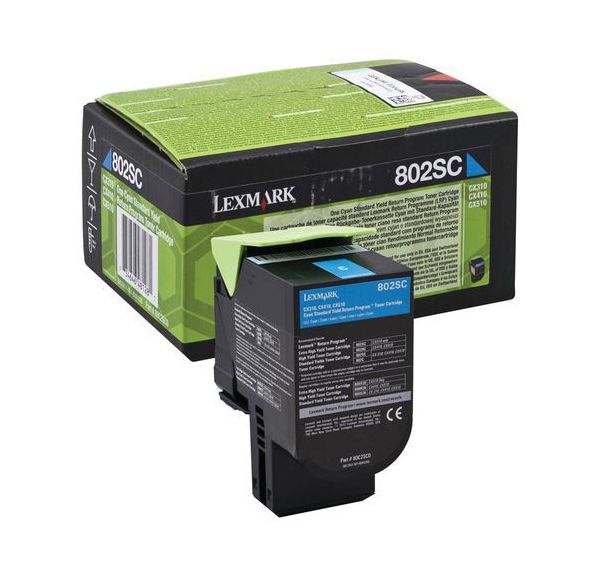 Toner Cyan LEXMARK 2000 pages 802SC (80C2SC0)