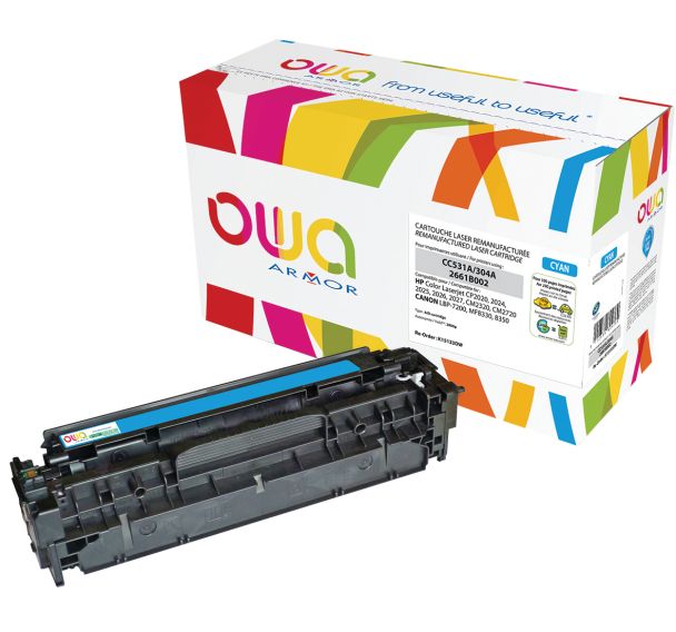Toner reconditionné Cyan HP CC531A - 2800 p