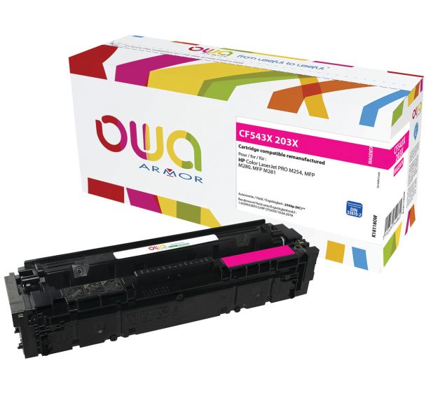 Toner reconditionné Magenta HP CF543X - 2500 p