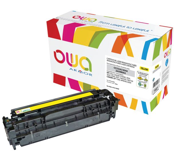 Toner reconditionné Yellow HP CC532A - 2800 p