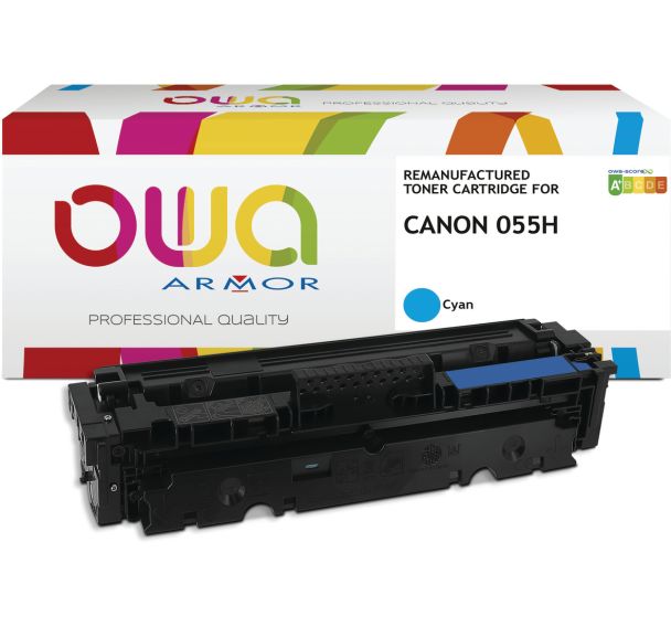 Toner remanufacturé Canon 055 H - Cyan