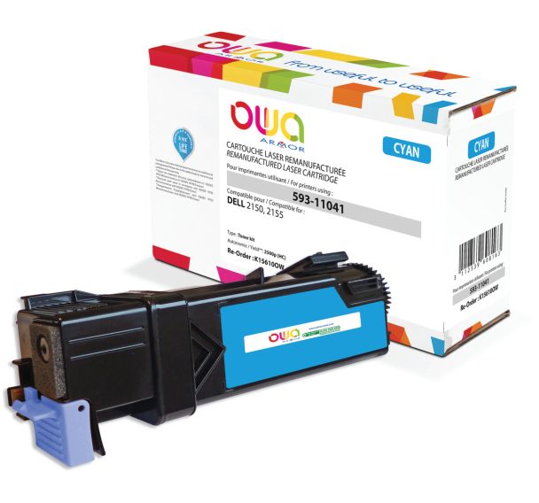 Toner remanufacturé Dell 593 - 11041 - Cyan - Owa