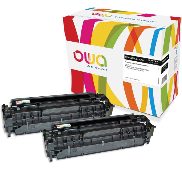 Toner remanufacturé HP CC530A - CANON 718BK - OWA
