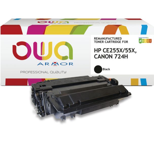 Toner remanufacturé HP CE255X - CANON 724H - OWA