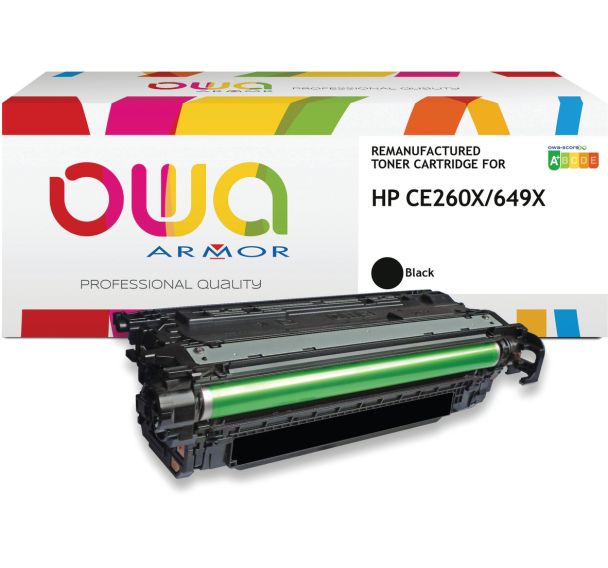 Toner remanufacturé HP CE260X - Noir