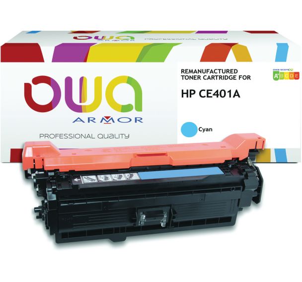 Toner remanufacturé HP CE401A - Cyan