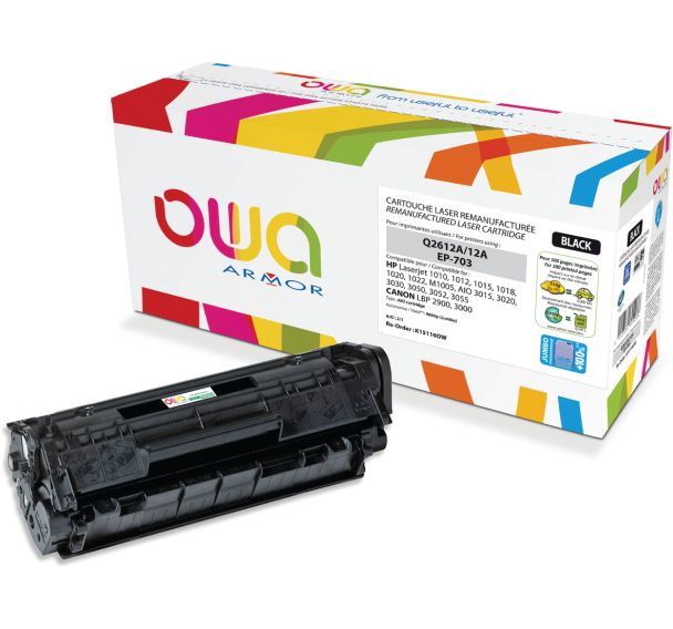 Toner remanufacturé HP Q2612A - CANON 703 Jumbo - OWA