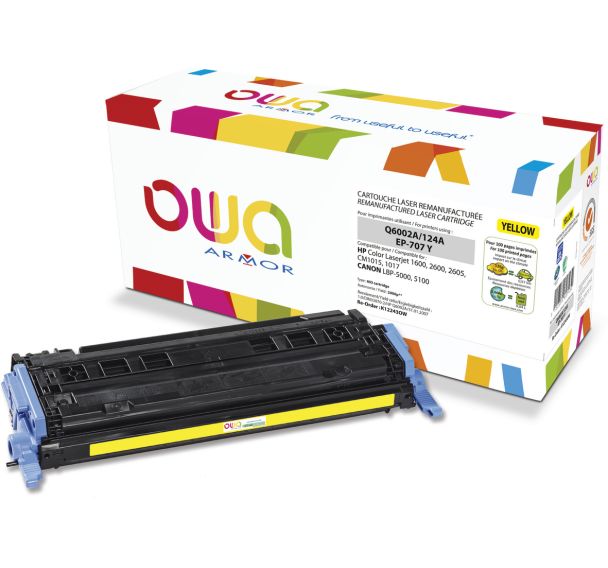 Toner remanufacturé HP Q6002A - CANON 707Y - OWA
