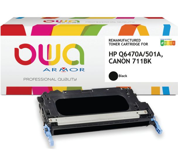 Toner remanufacturé HP Q6470A-CANON 711BK - Noir