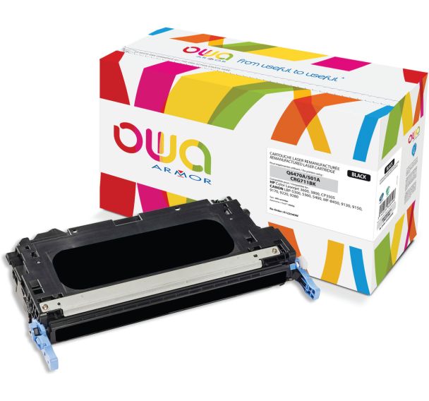 Toner remanufacturé HP Q6470A - CANON 711BK - OWA
