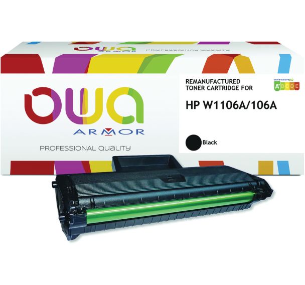 Toner remanufacturé HP W1106A - Noir