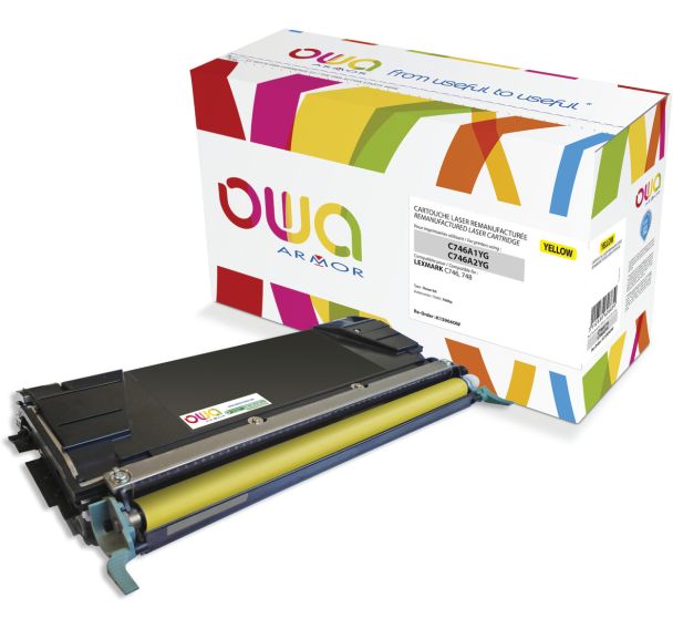 Toner remanufacturé LEXMARK C746A1YG - C746A2YG - OWA
