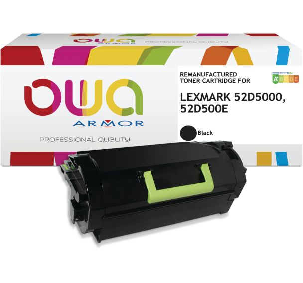 Toner remanufacturé Lexmark 52D5000 - Lexmark 52D500E - Noir