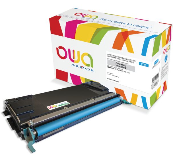 Toner remanufacturé Lexmark X748H1CG-Lexmark C748H1CG - Cyan