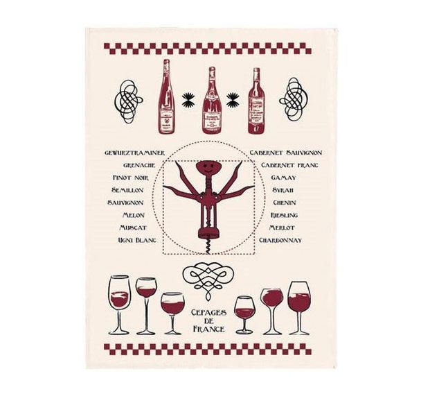Torchon 100% coton messages multicores - 50x70cm