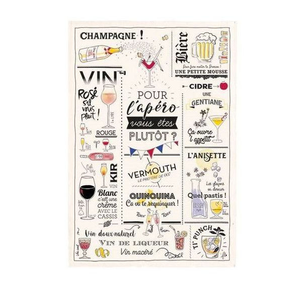 Torchon verres et apéros - 48x72 cm