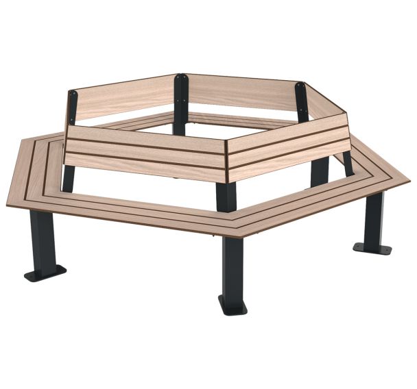 Tour d'arbre MADRID avec dossier effet lames bois/métal - BUTON DESIGN