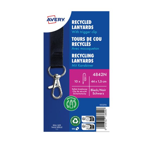 Tour de cou badge recyclé avec mousqueton - Avery