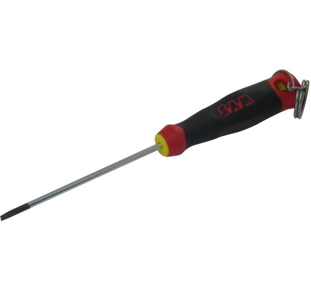 Tournevis bi-mat. fente elect. 5,5x125 mm avec clip inox FME