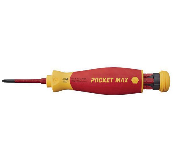 Tournevis isolé PocketMax avec 4 embouts slim (fente, PH, Bornier, PZ)