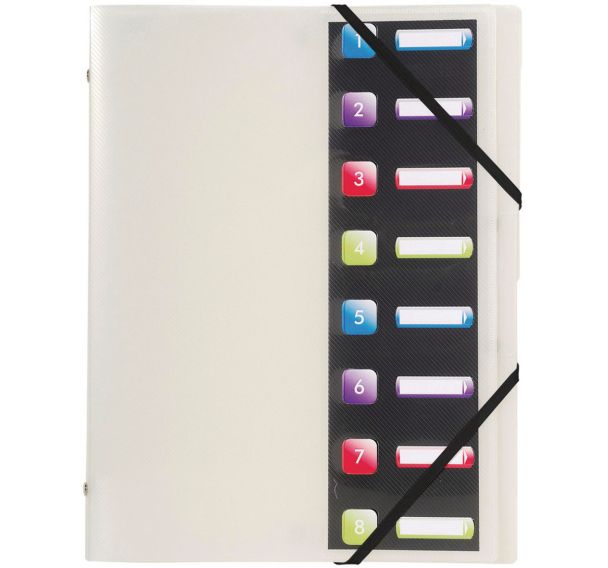 Trieur PP 3 rabats crystal colours 8 compartiments