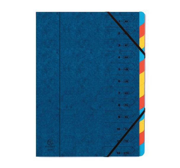 Trieur agrafé avec élastiques 12 compartiments