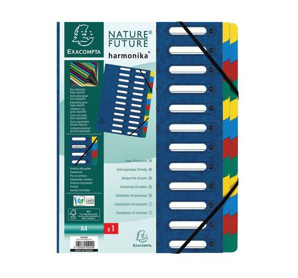 Trieur harmonika® à fenêtres avec élastique 24 compartiments
