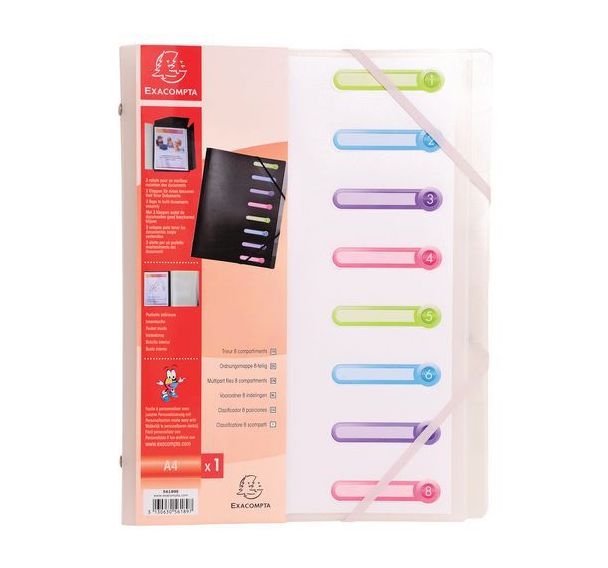 Trieur polypropylène 3 rabats chromaline 8 compartiments