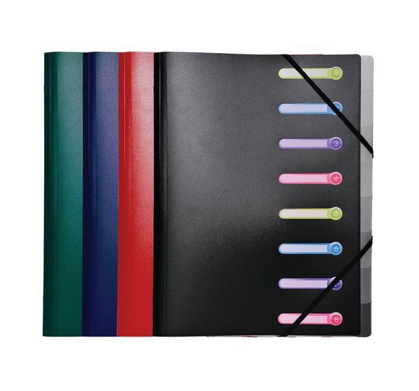 Trieur polypropylène 3 rabats opaque 8 compartiments (Lot de 10)