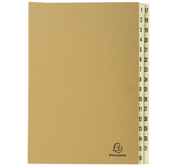 Trieur rigide 31 compartiments de 1 à 31 Forever kraft - A4