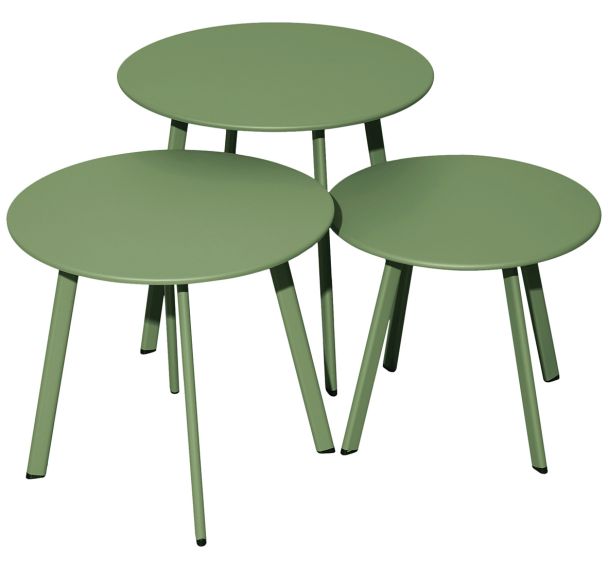 Trio de tables basses MASSAI Ø40/Ø45/Ø50 cm acier Proloisirs