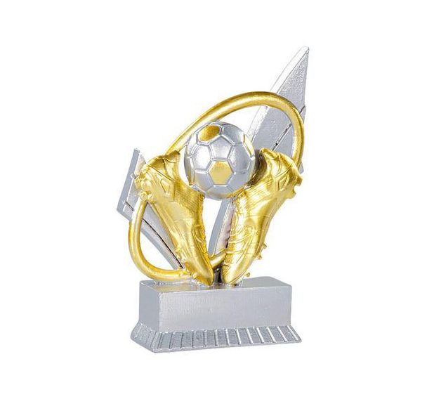 Trophée résine ballon et chaussures football - 12cm