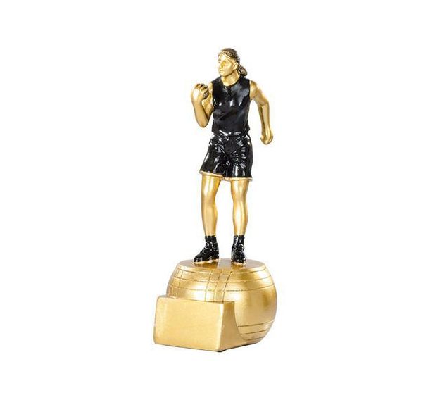 Trophée résine joueuse pétanque - 20cm
