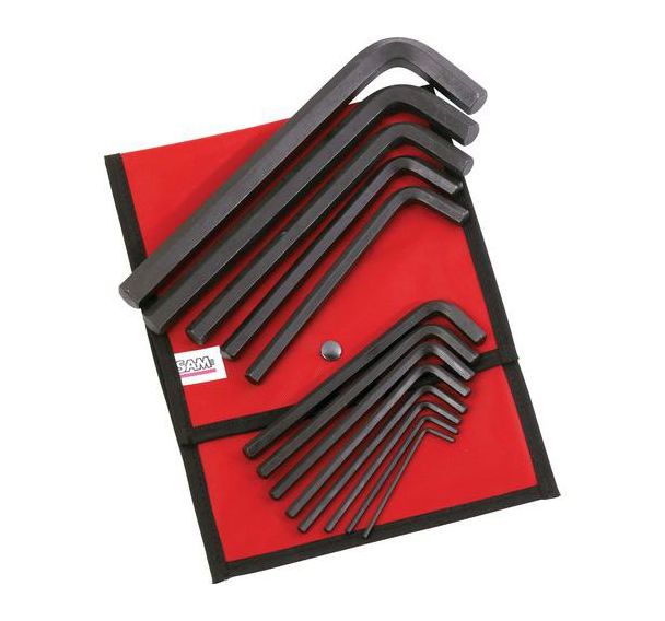Trousse de clés mâles coudées courtes 6 pans en mm
