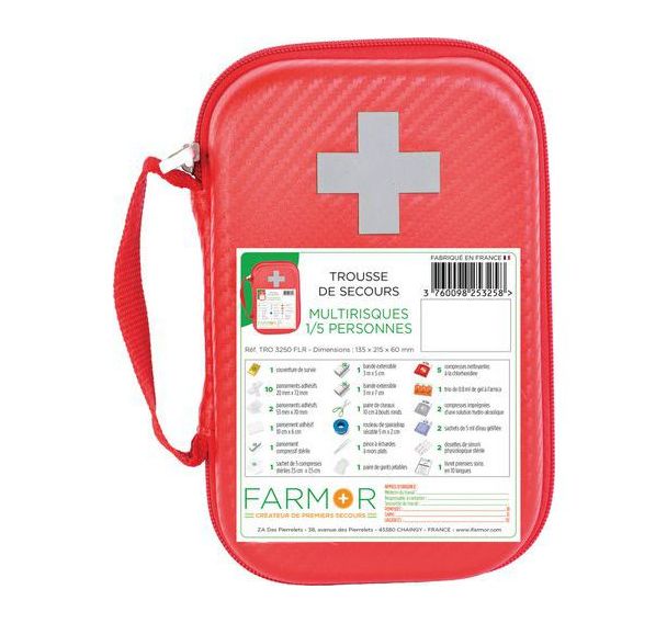 Trousse de secours 1/5 personnes en EVA/PU Rouge