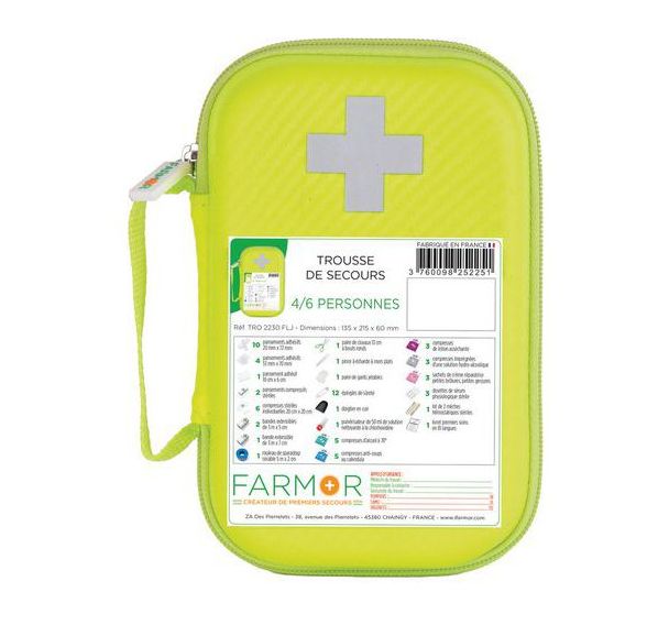 Trousse de secours 4/6 personnes en PU Jaune  Fluo