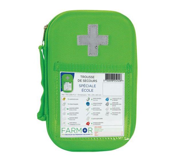 Trousse de secours École petit model  en PU Verte Fluo