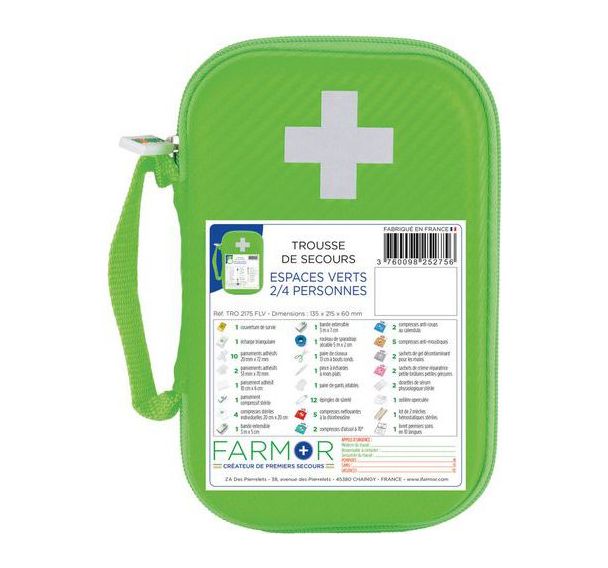 Trousse de secours Espaces verts 2/4 personnes en PU Verte