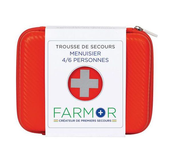 Trousse de secours Menuisier 4/6 personnes en PU orange fluo