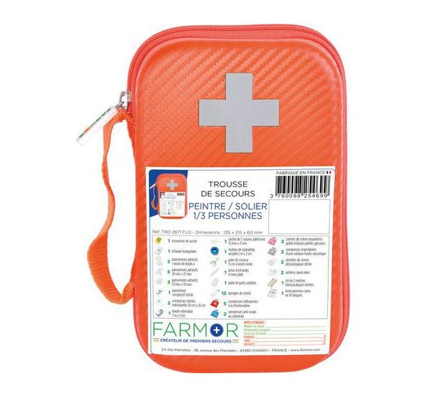 Trousse de secours Peintre 1/3 personnes en PU Orange Fluo