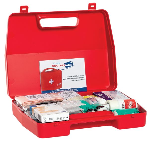 Trousse de secours URGENCE, valise avec poignée soin pour 20 personnes