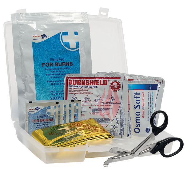 Trousse de secours garnie adaptée aux brûlures