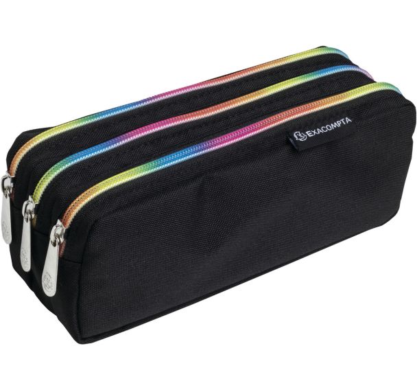 Trousse rectangle 3 compartiments Rainbow - Exacompta - Lot de 6