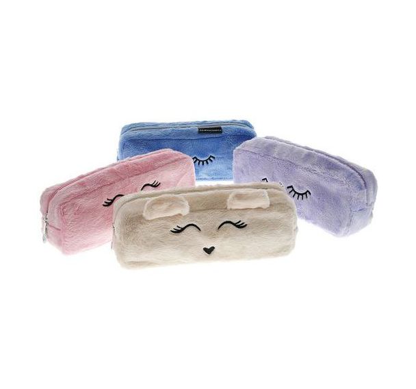 Trousse rectangulaire en fourrure avec couleurs assorties